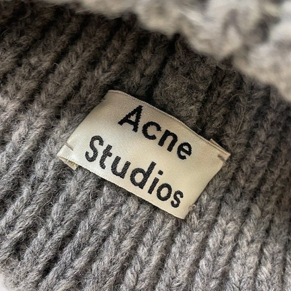 Acne Studios Grey Beanie w Pom Pom main image 5